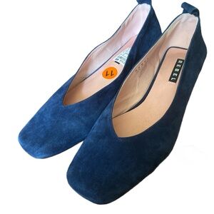 Rebels Blue Suede Flats with Square Toe
